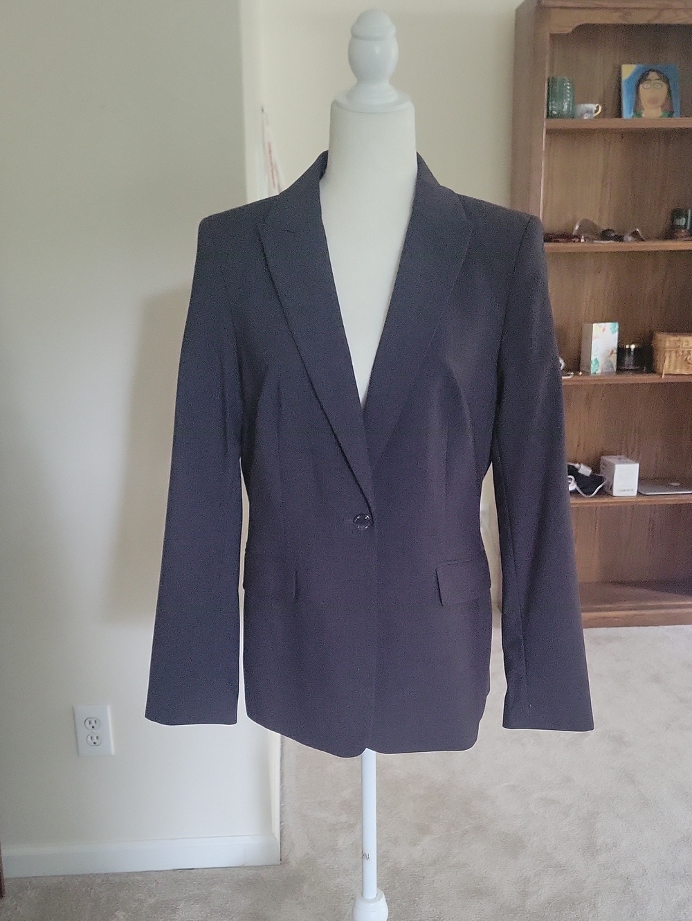 Calvin Klein Women’s Charcoal Grey Single-Button Blazer Size 10